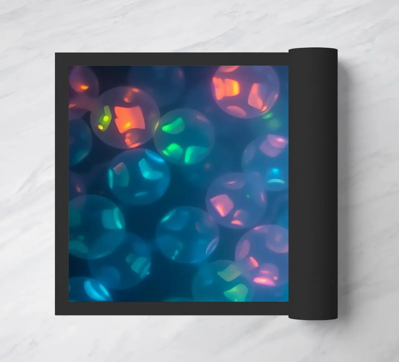 abstract pattern featuring colorful spheres doormat by DesignDoodle