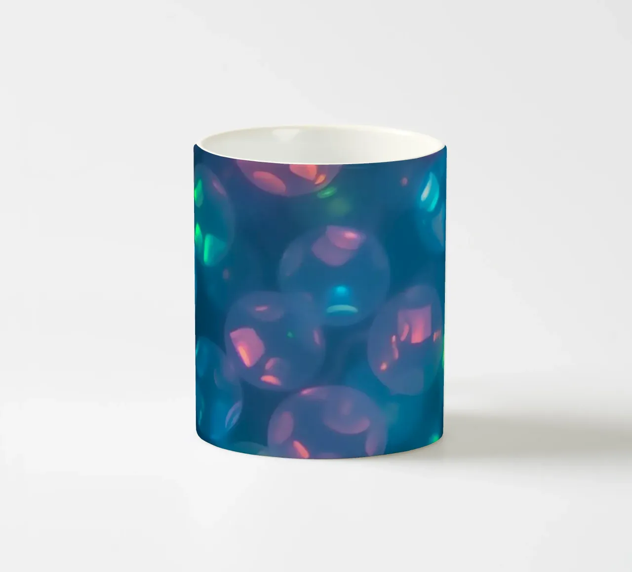 abstract pattern featuring colorful spheres ceramic mug by DesignDoodle