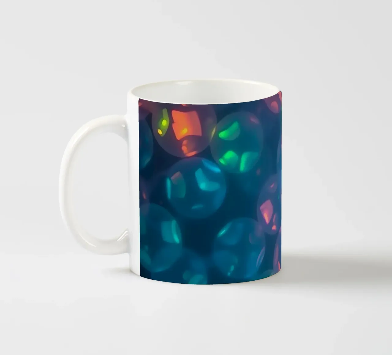 abstract pattern featuring colorful spheres ceramic mug by DesignDoodle