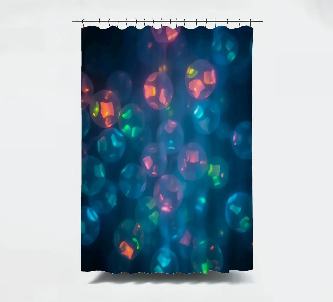 abstract pattern featuring colorful spheres shower curtain by DesignDoodle