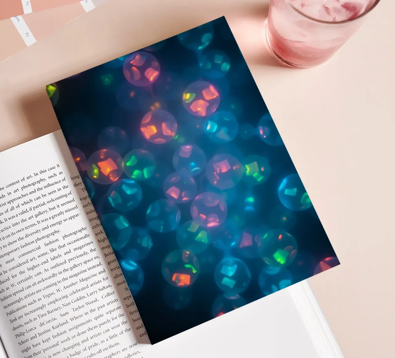 abstract pattern featuring colorful spheres notebook by DesignDoodle