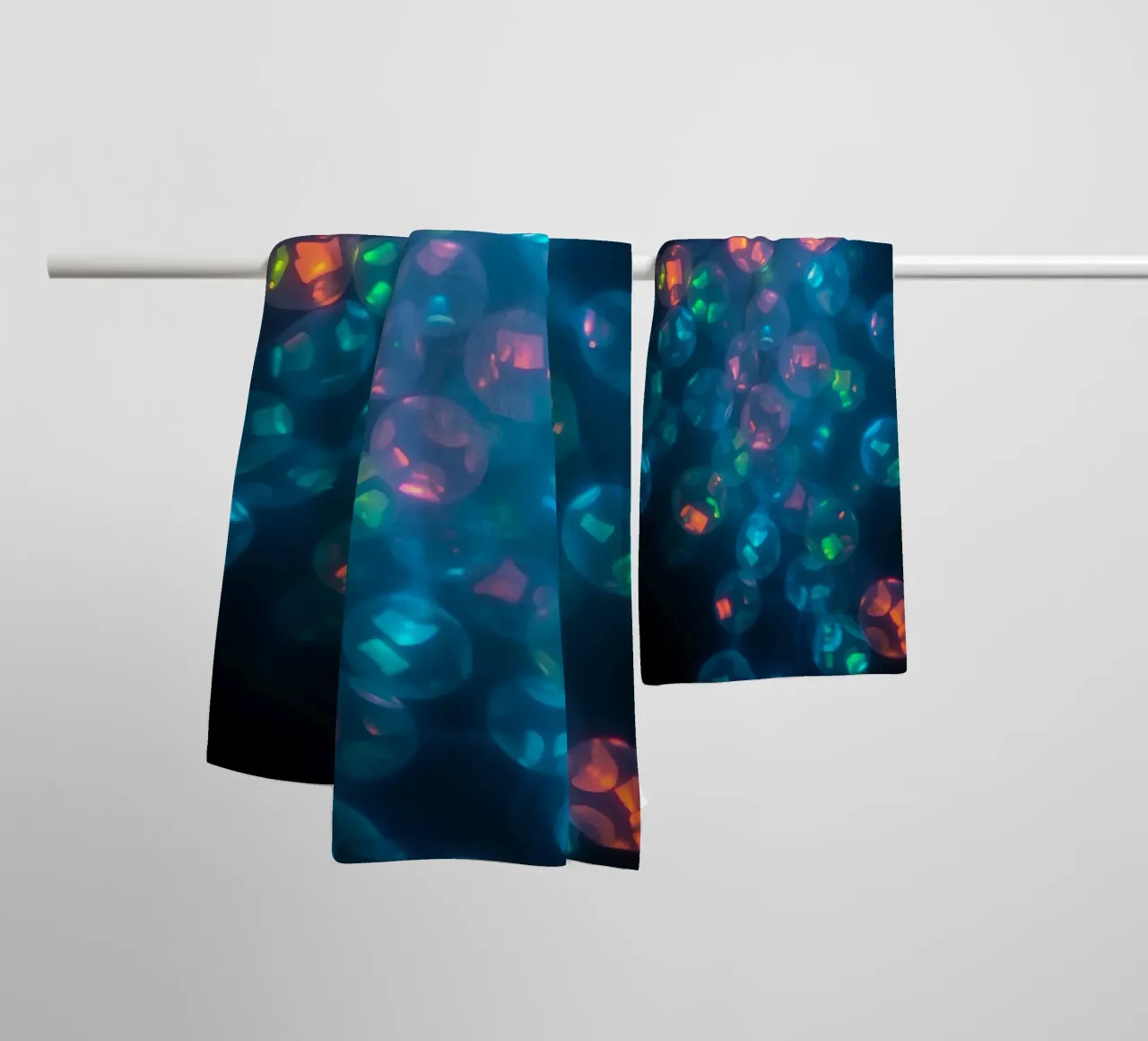 abstract pattern featuring colorful spheres towel by DesignDoodle