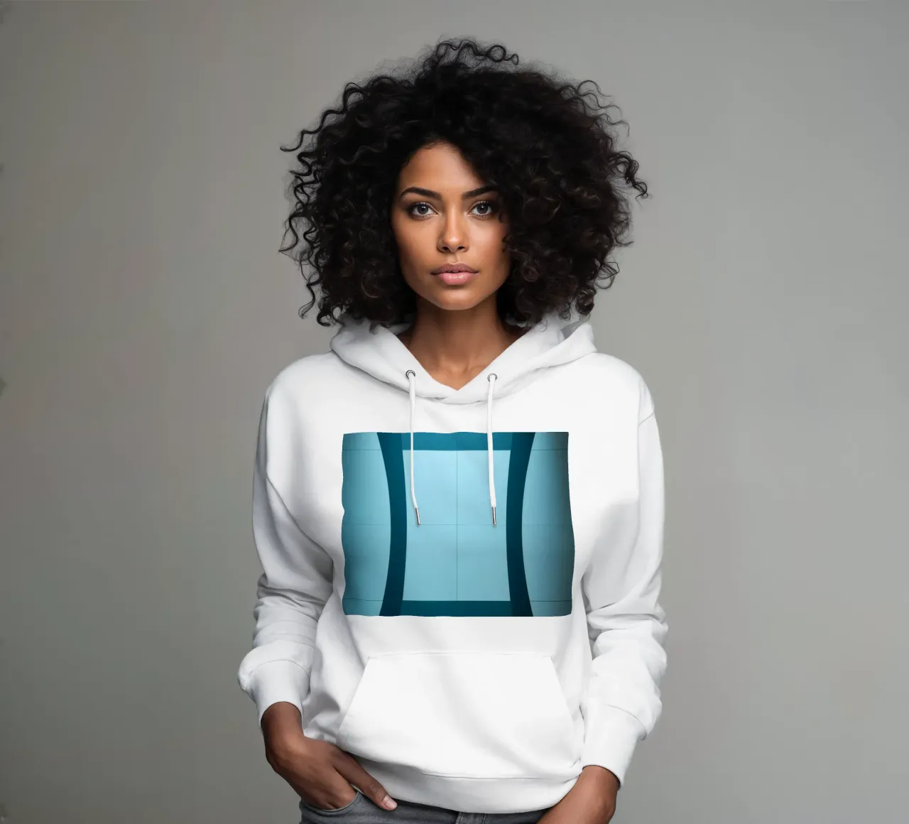 Design unico e astratto con curve morbide e contrasto felpa con cappuccio da DesignDoodle