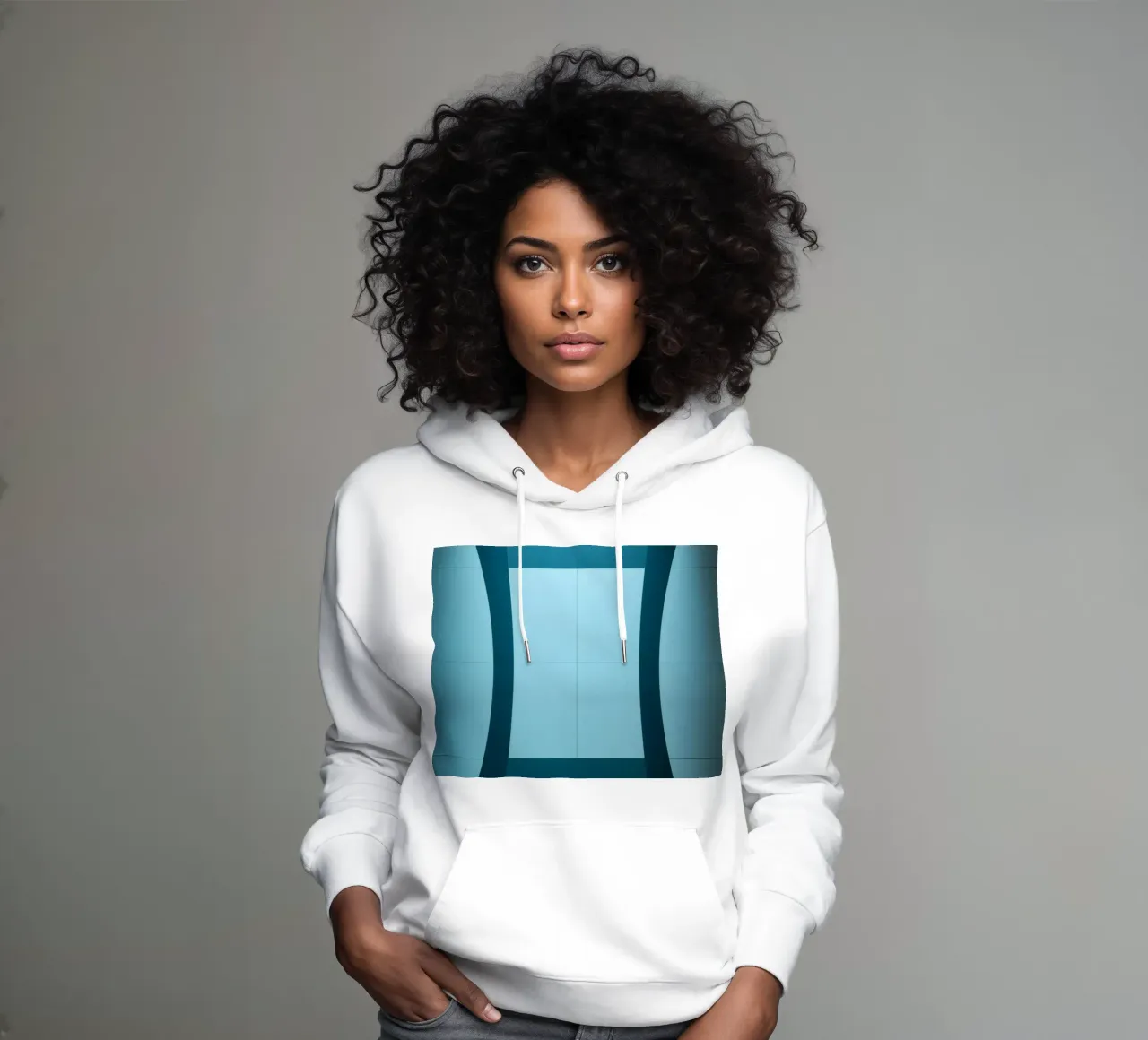 Uniek abstract ontwerp met vloeiende rondingen en contrasterende hoodie van DesignDoodle