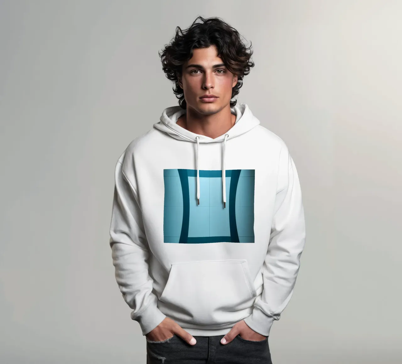 Design unico e astratto con curve morbide e contrasto felpa con cappuccio da DesignDoodle