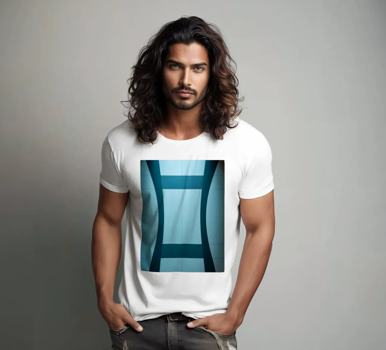 Einzigartiges abstraktes Design mit sanften Kurven und kontrastierenden T-Shirt von DesignDoodle