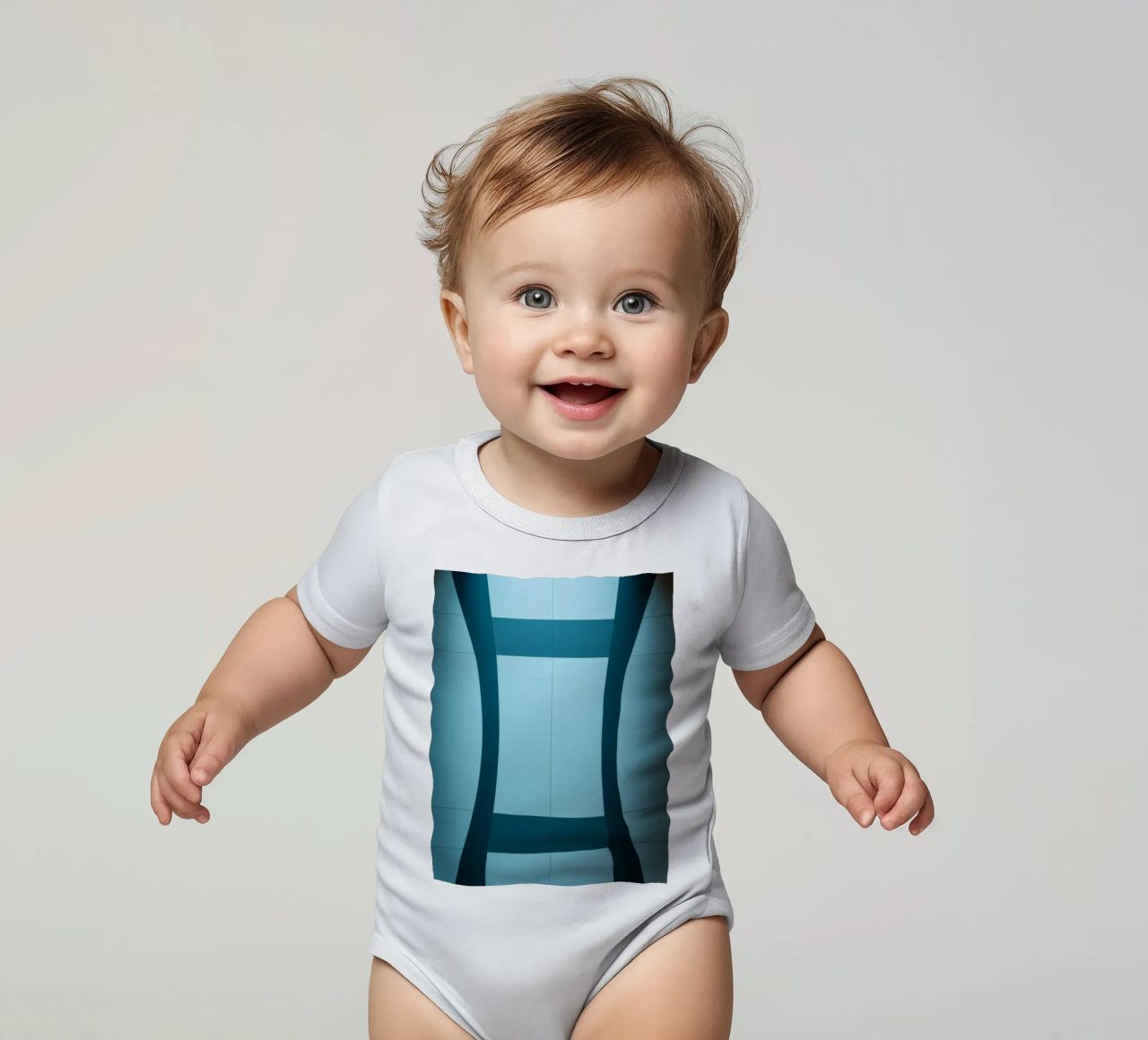 Design unico e astratto con curve morbide e contrasto body neonato maniche corte da DesignDoodle