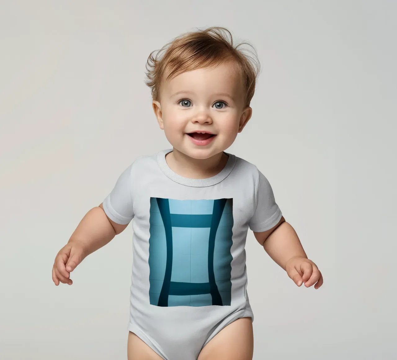 Unique abstract design with smooth curves and contrasting short-sleeve baby romper by DesignDoodle