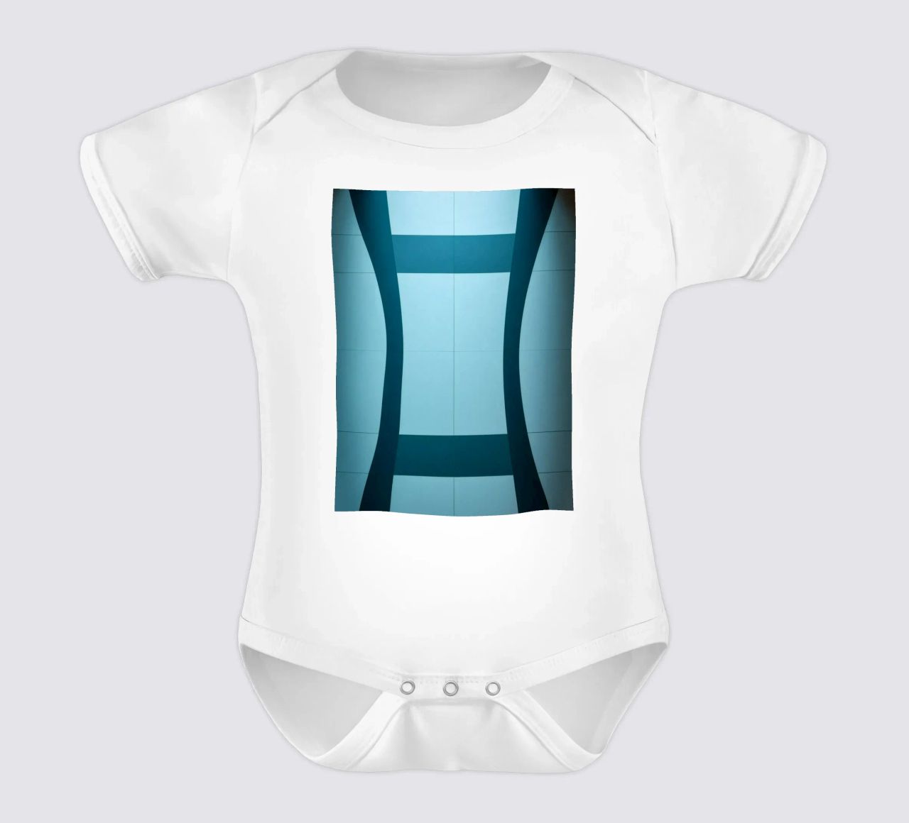 Design unico e astratto con curve morbide e contrasto body neonato maniche corte da DesignDoodle