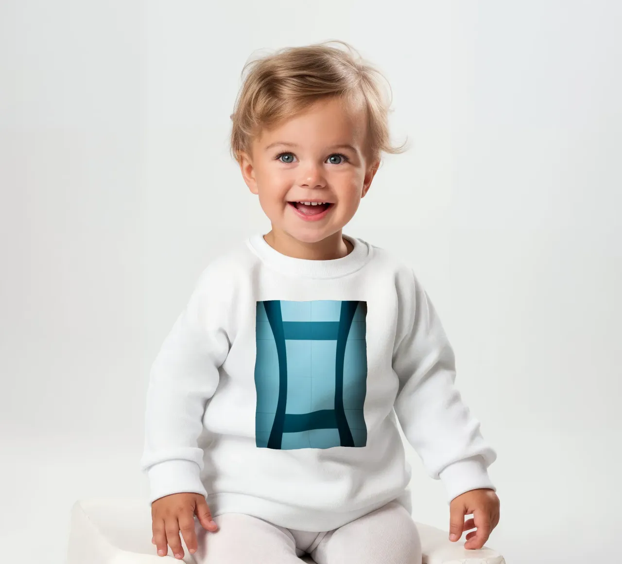 Uniek abstract ontwerp met vloeiende rondingen en contrasterende baby sweatshirt van DesignDoodle