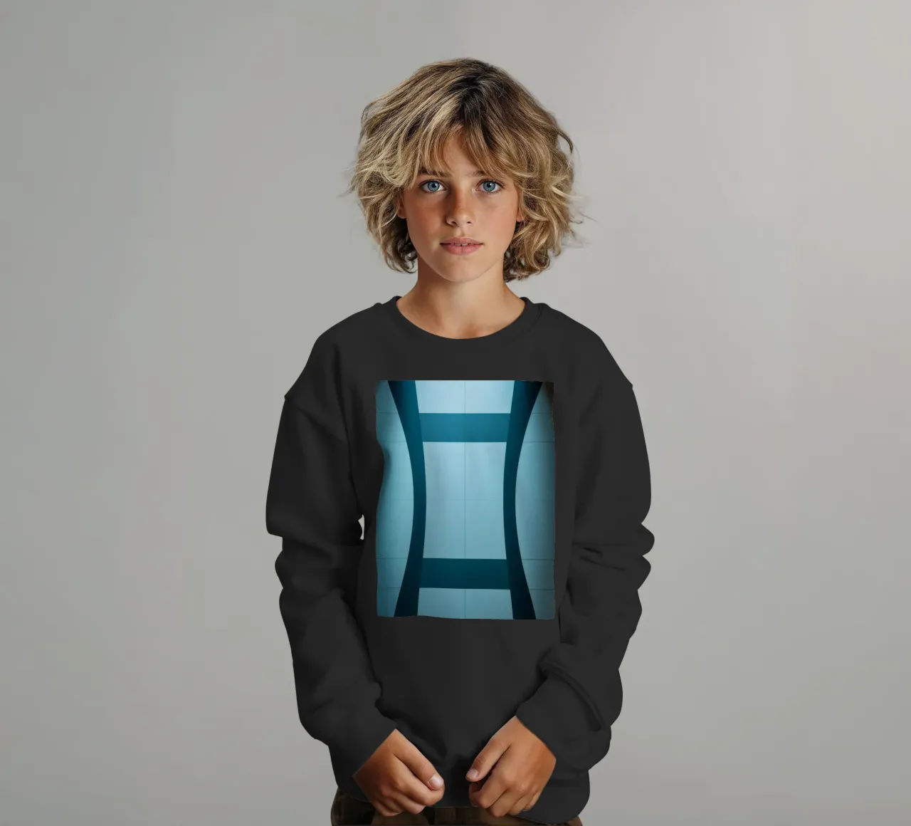 Design unico e astratto con curve morbide e contrasto felpa bambino da DesignDoodle