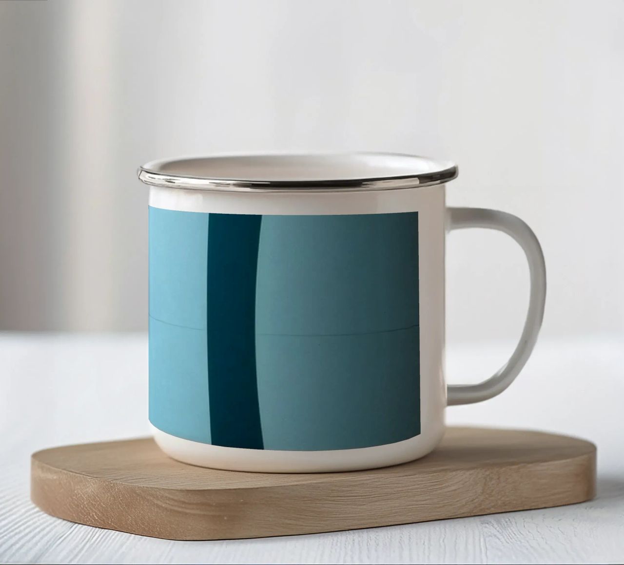 Unique abstract design with smooth curves and contrasting enamel mug by DesignDoodle