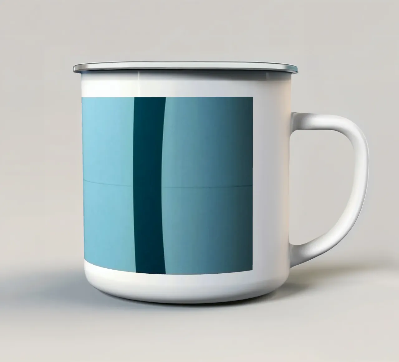 Design abstrait unique avec des courbes douces et des couleurs contrastées. mug en émail de DesignDoodle