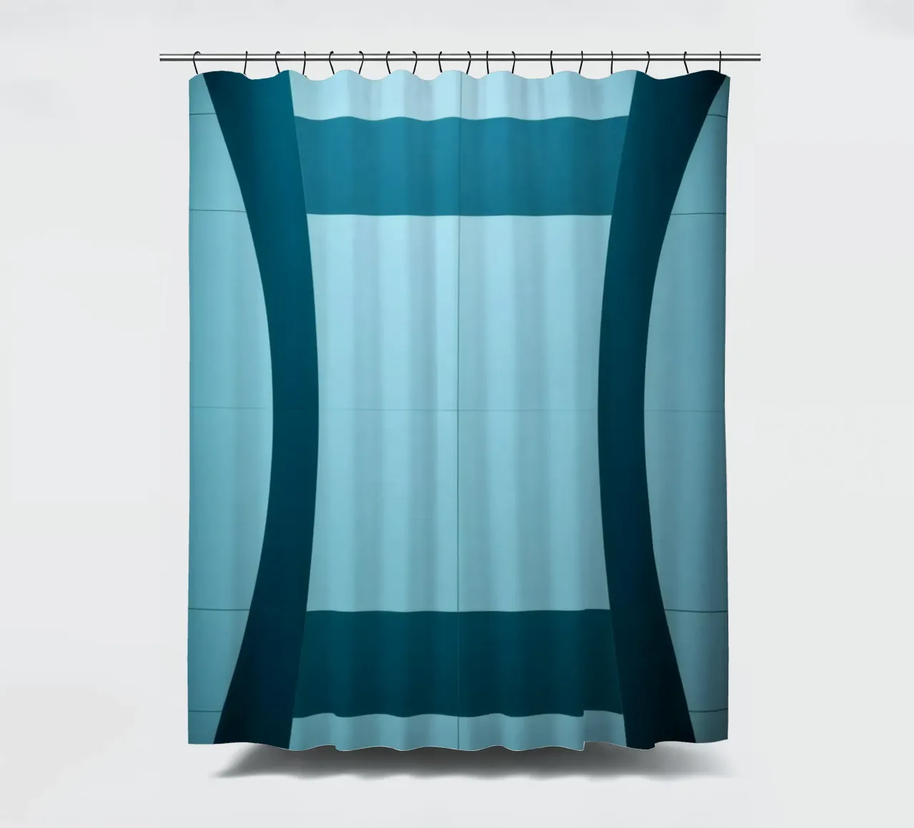 Design unico e astratto con curve morbide e contrasto tenda da doccia da DesignDoodle