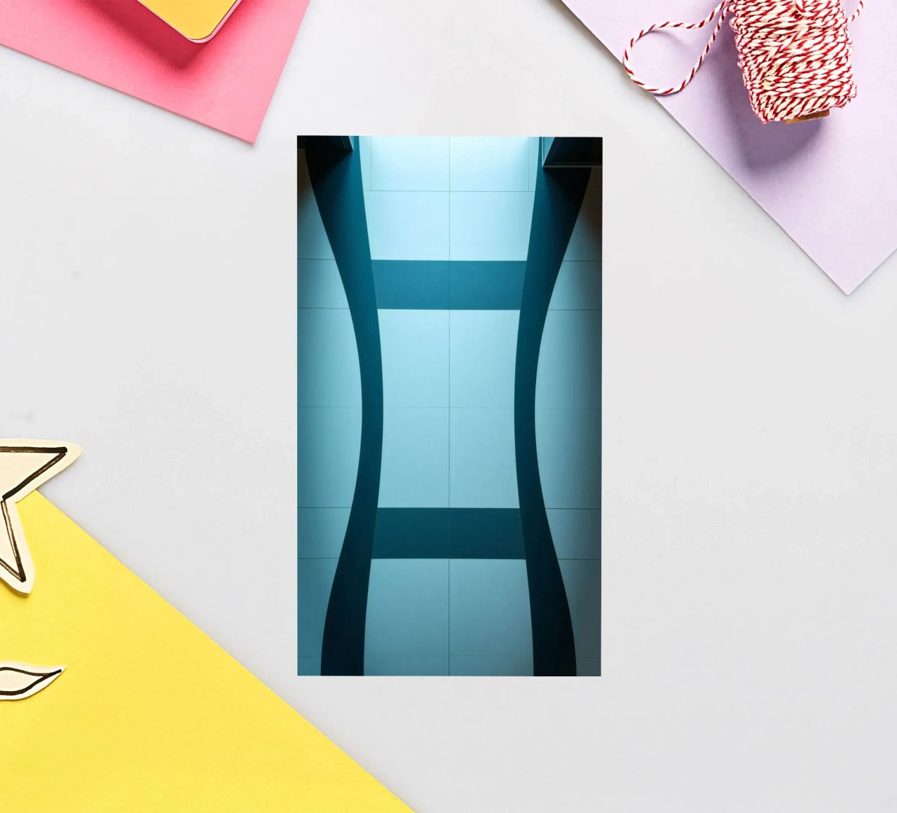 Unique abstract design with smooth curves and contrasting sticker by DesignDoodle