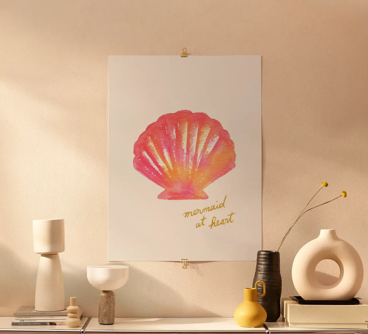 Sirène dans l'âme - Coquillage rose poster de intemporalis