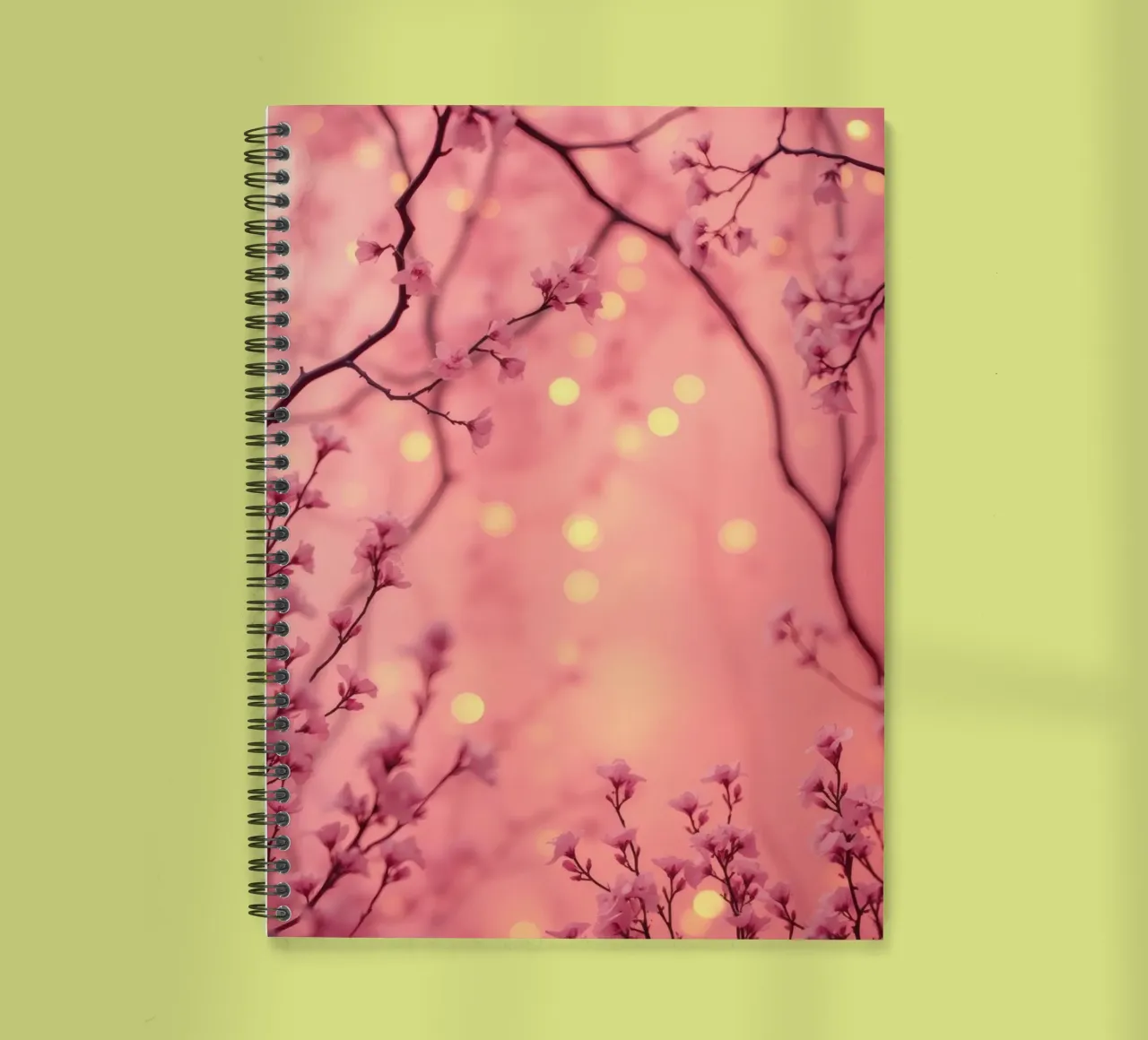 Delicati fiori rosa su uno sfondo bokeh da sogno diario ad anelli da DesignDoodle