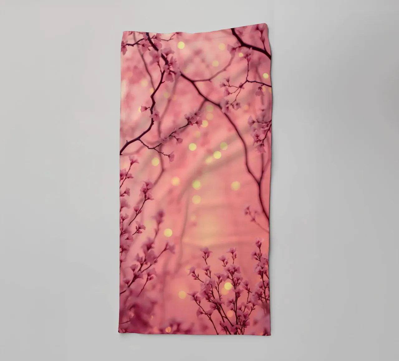 Delicate pink blossoms set against a dreamy bokeh background towel by DesignDoodle