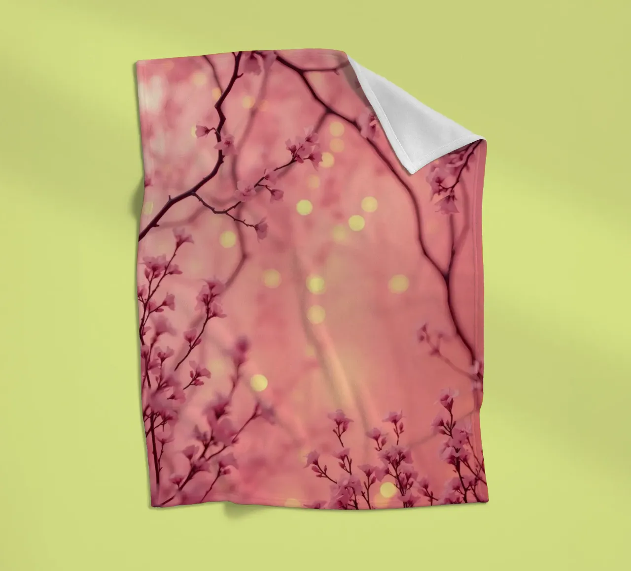 Fleurs roses délicates sur un fond de rêve bokeh plaid polaire de DesignDoodle