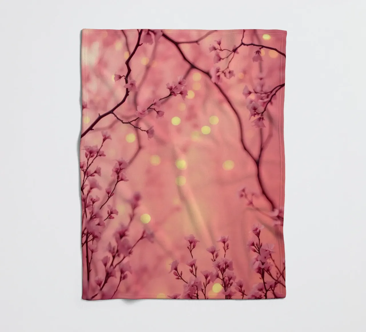 Fleurs roses délicates sur un fond de rêve bokeh plaid polaire de DesignDoodle