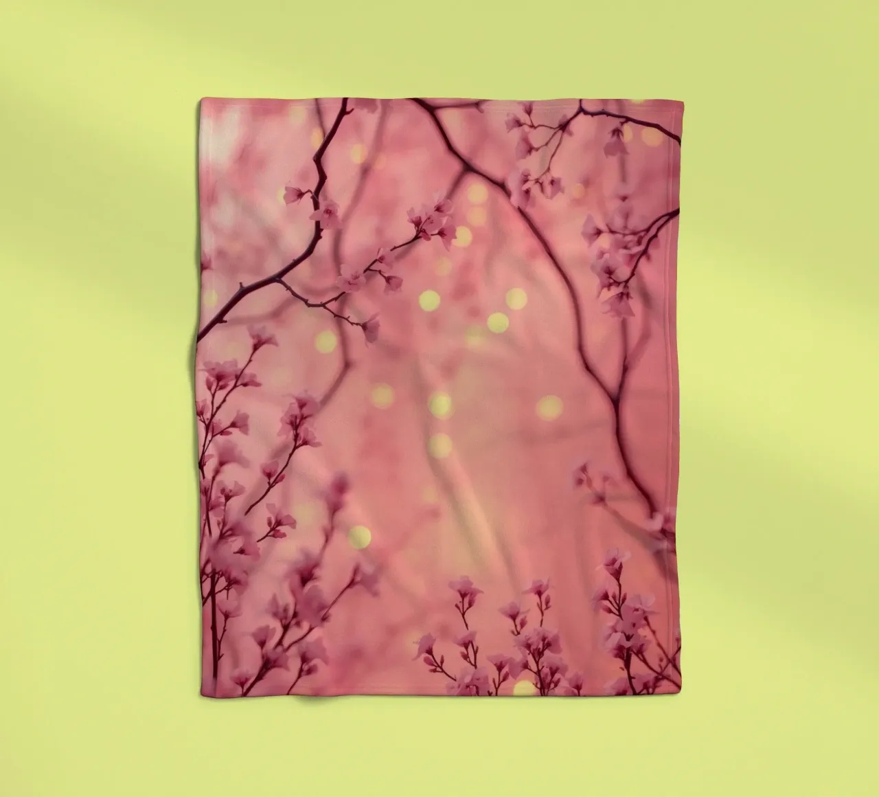 Fleurs roses délicates sur un fond de rêve bokeh plaid polaire de DesignDoodle
