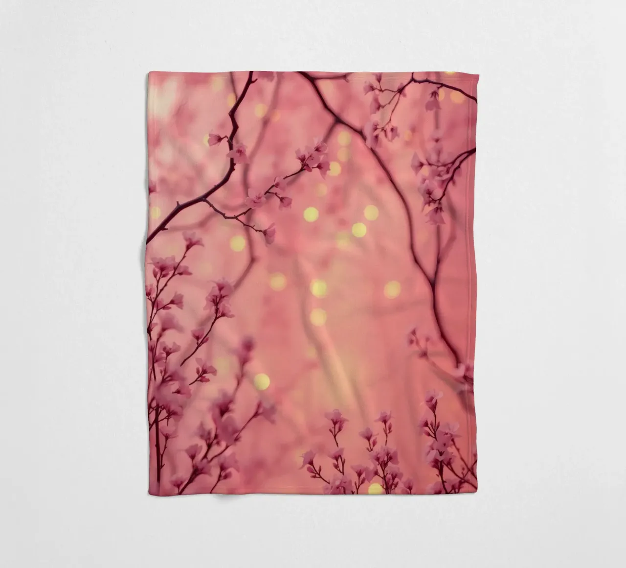 Fleurs roses délicates sur un fond de rêve bokeh plaid polaire de DesignDoodle