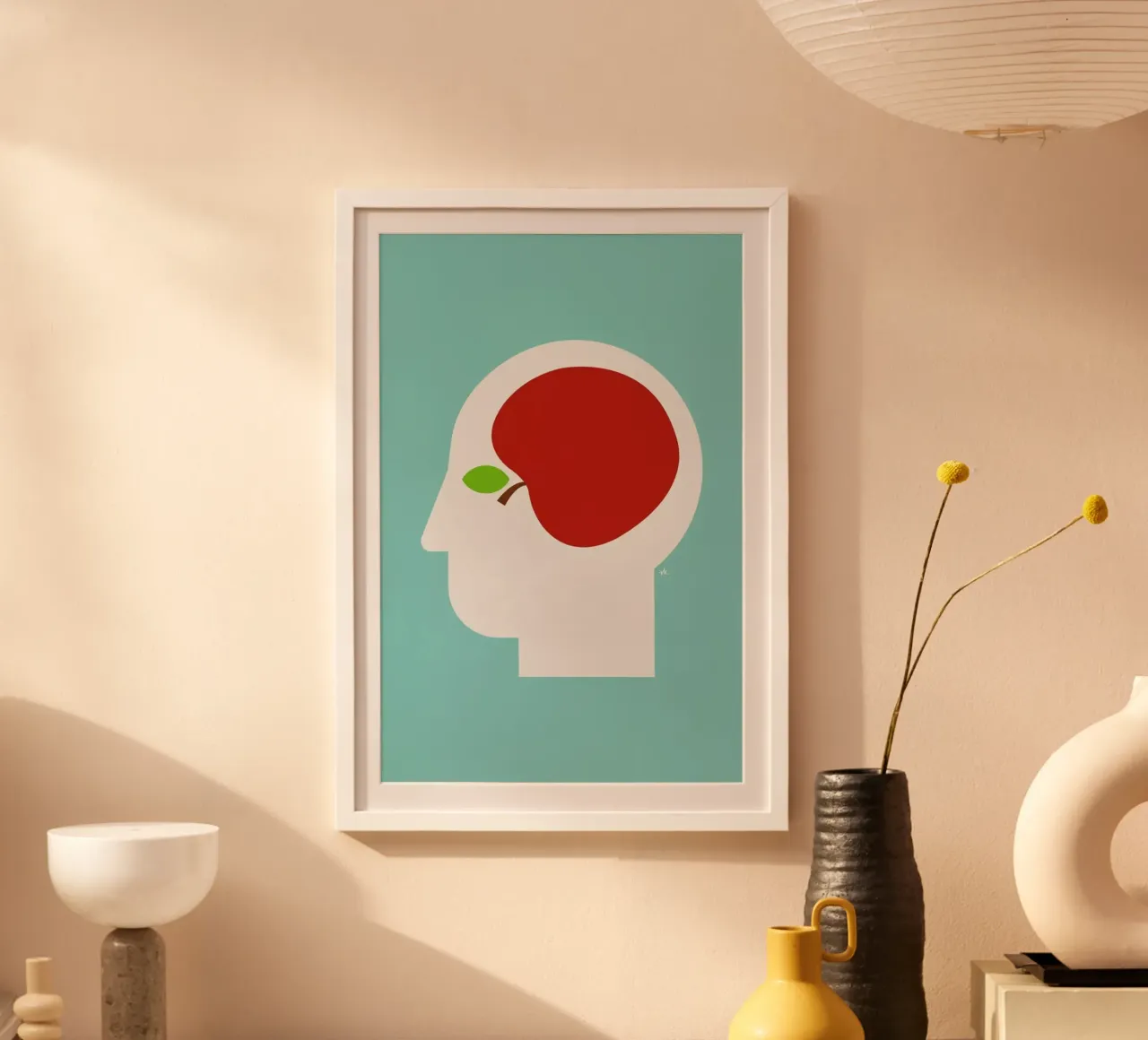 Apple head poster con telaio in legno da Viktor Hertz