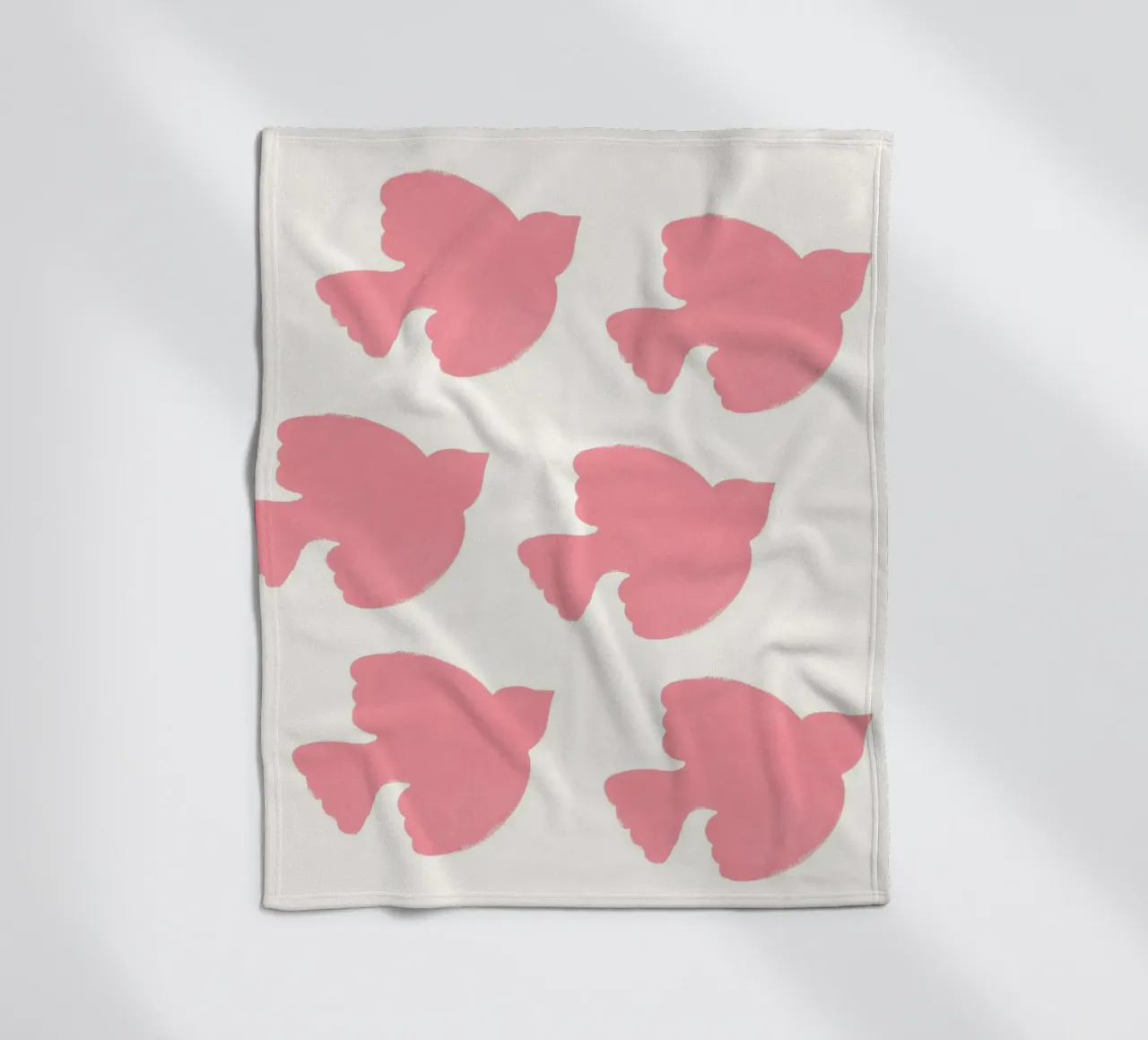 Birds Pink fleece blanket by intemporalis