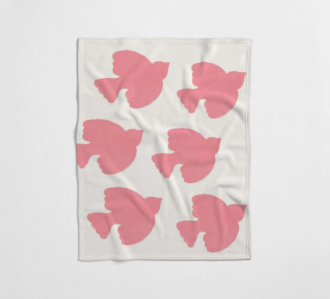 Birds Pink fleece blanket by intemporalis