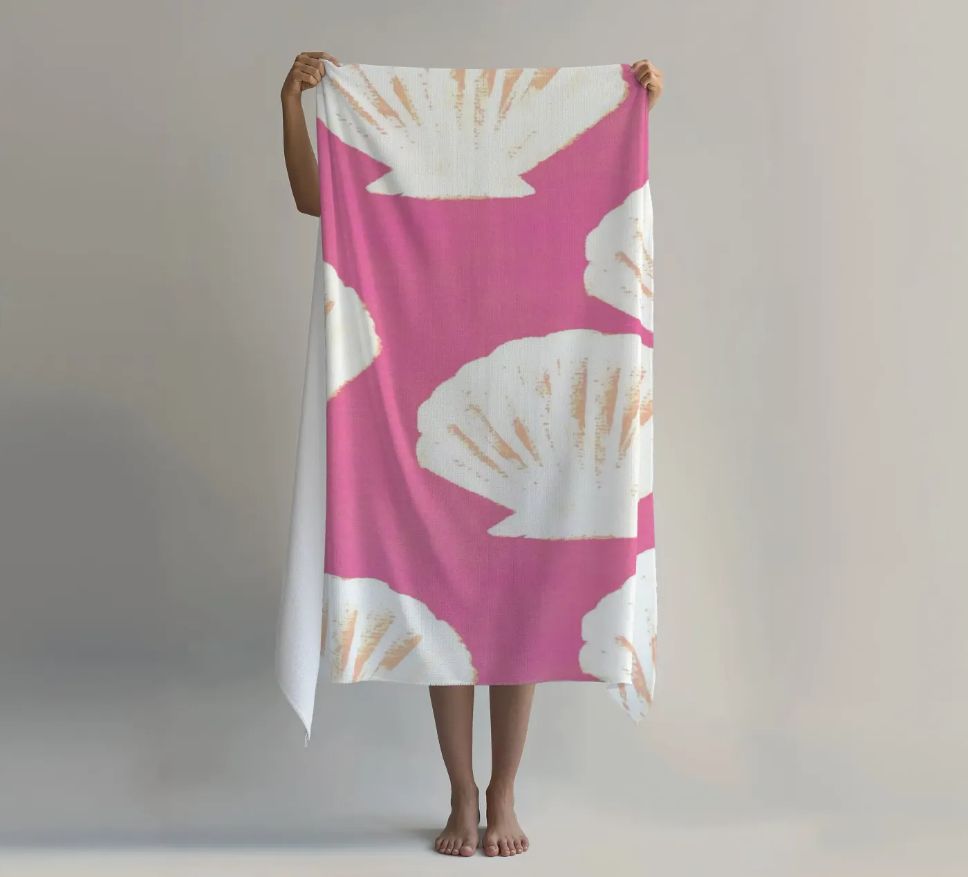 Pink Shells Pattern beach towel by intemporalis