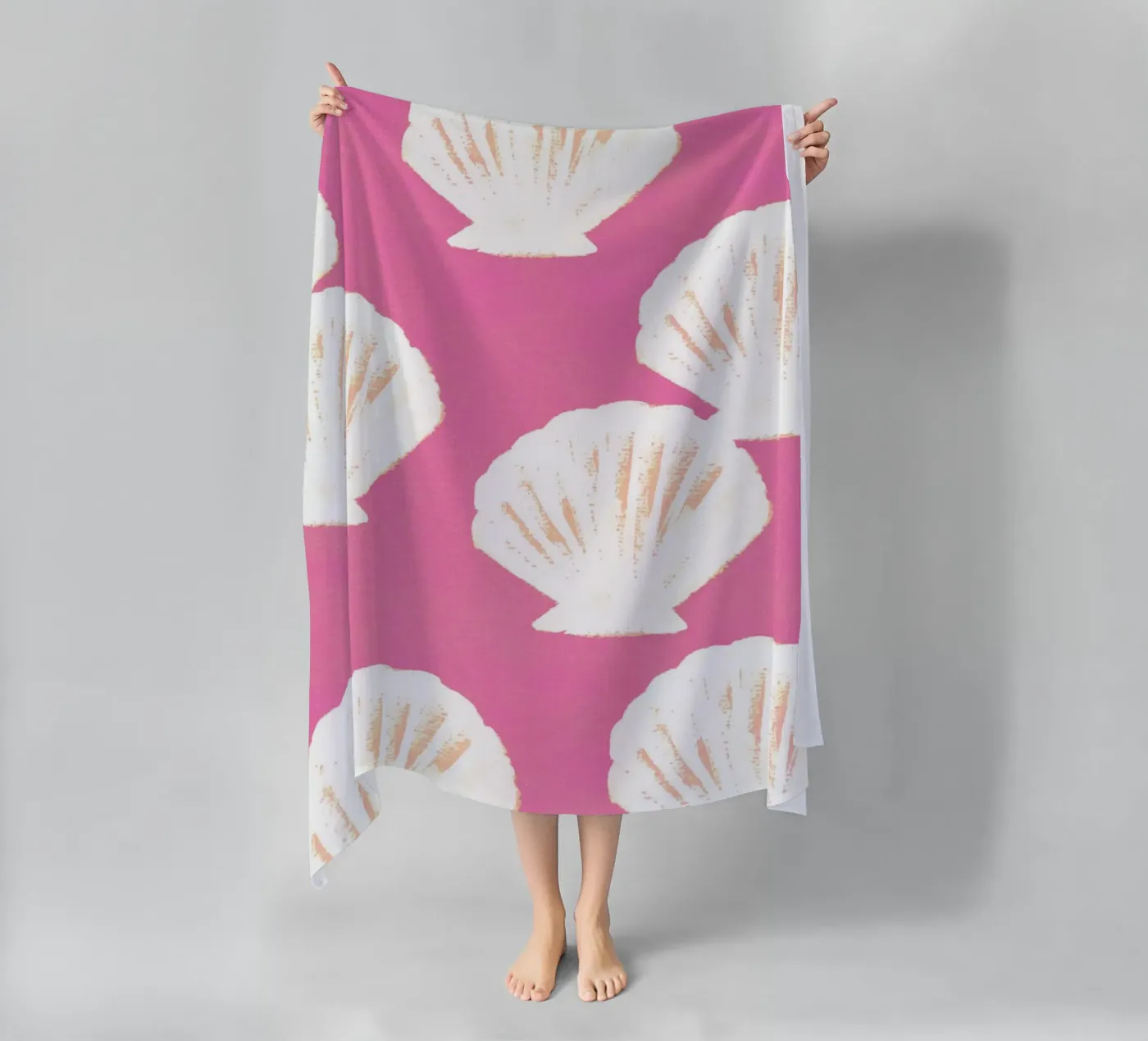 Pink Shells Pattern beach towel by intemporalis