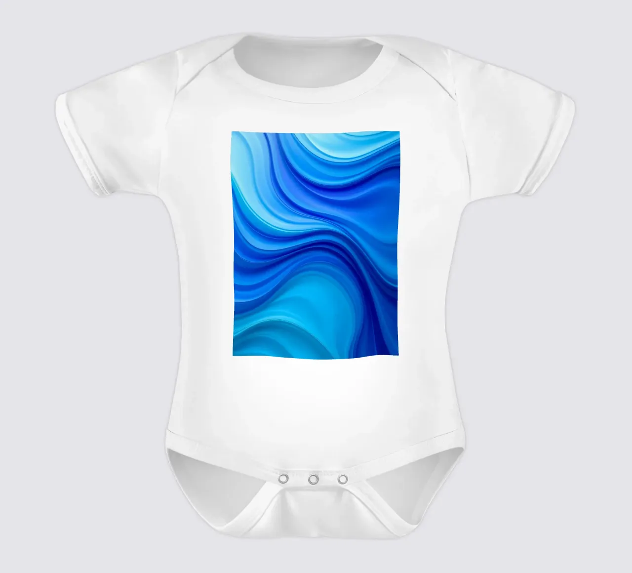 Abstract blue waves creating a calm art short-sleeve baby romper by DesignDoodle