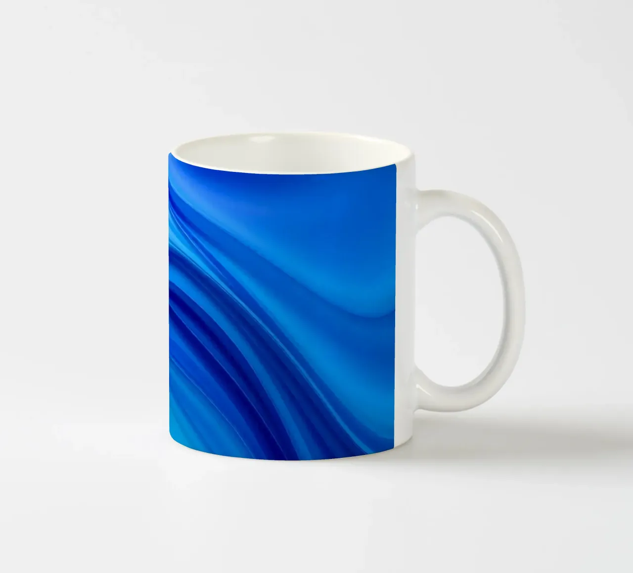 Abstract blue waves creating a calm art ceramic mug by DesignDoodle