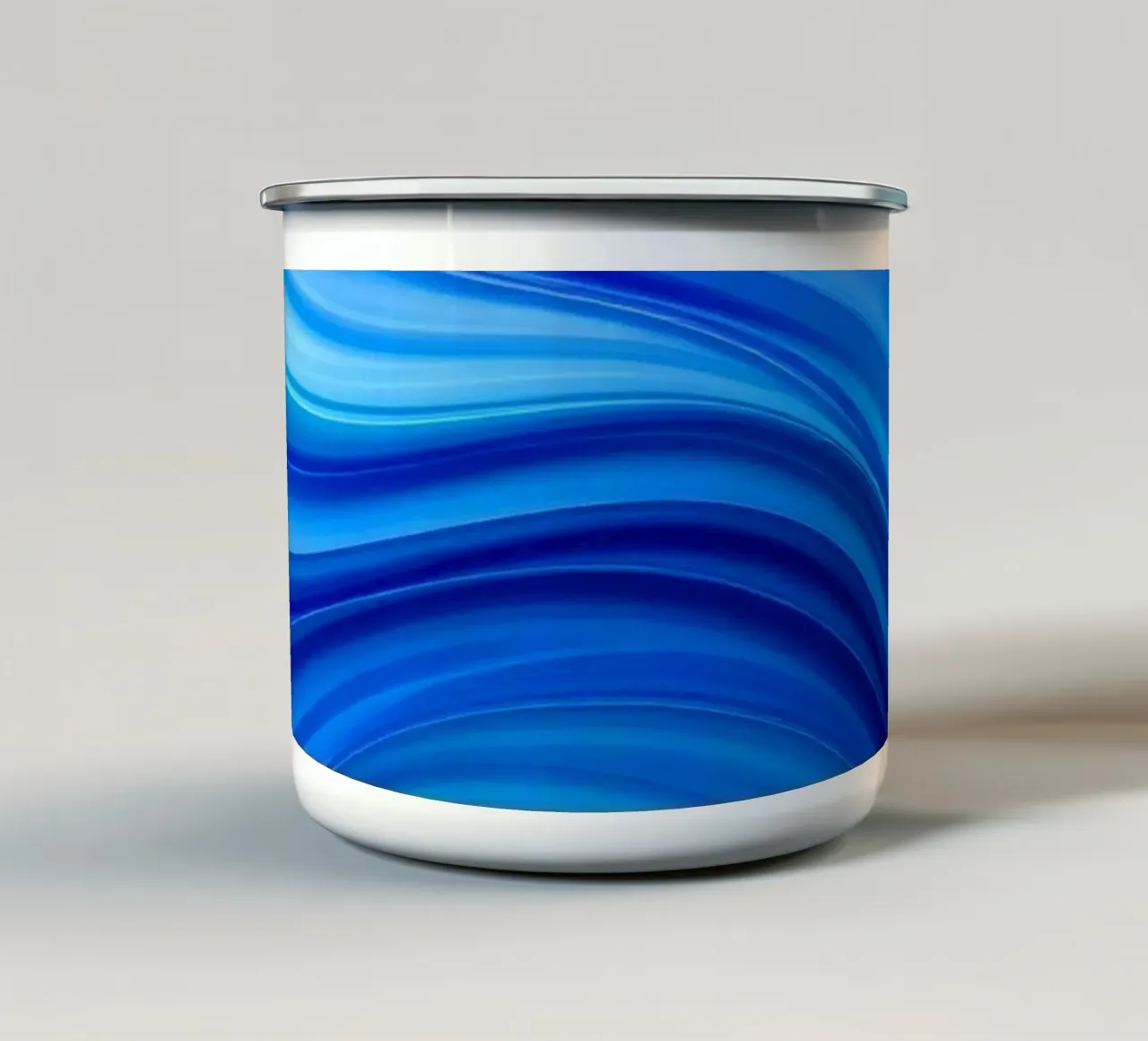 Abstract blue waves creating a calm art enamel mug by DesignDoodle