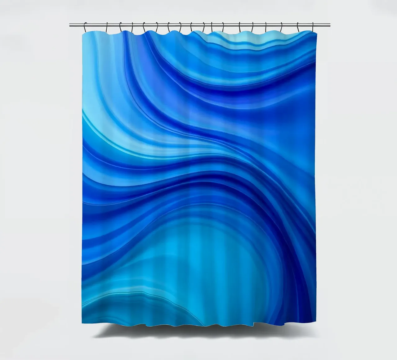 Abstract blue waves creating a calm art shower curtain by DesignDoodle