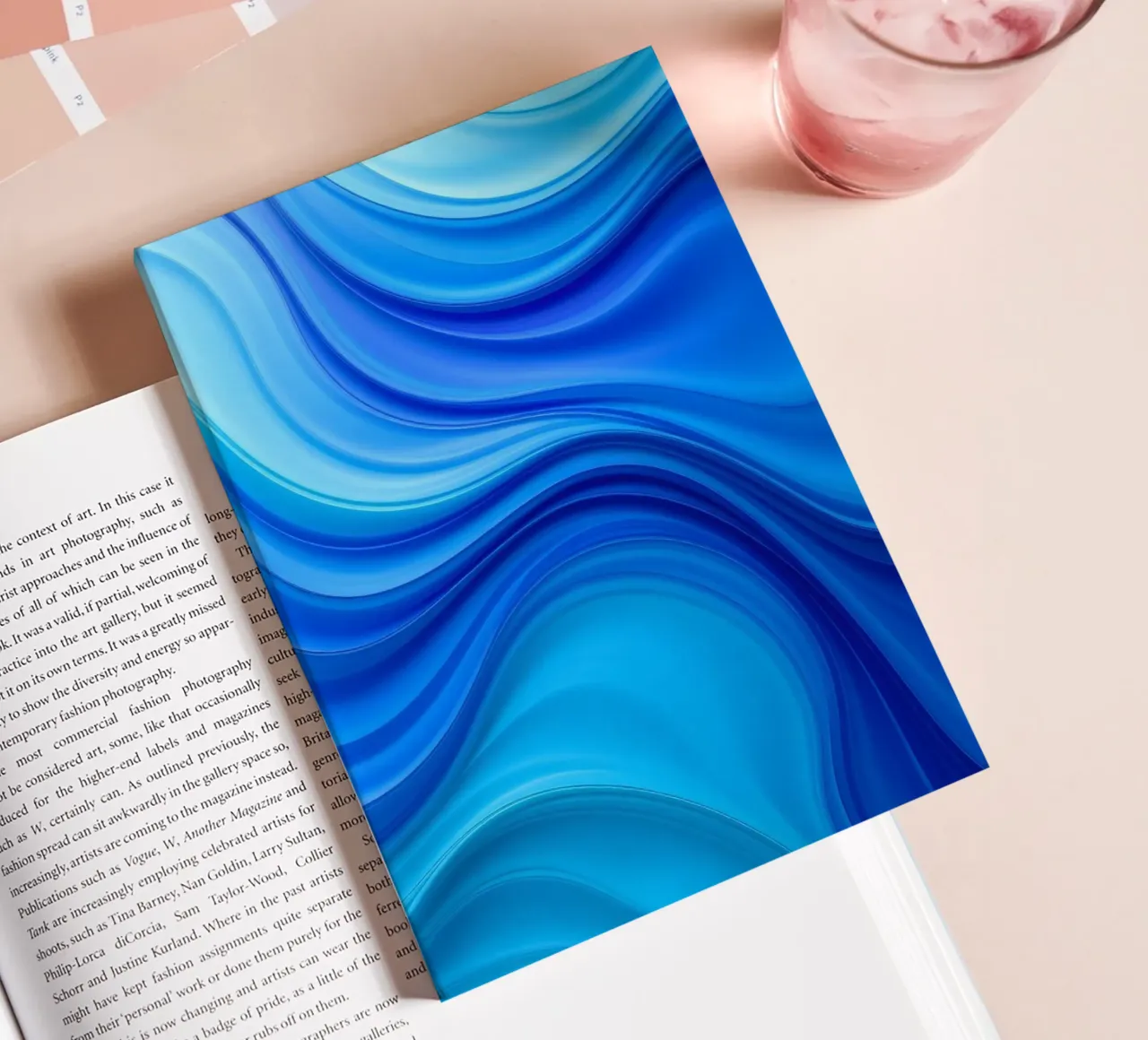 Abstract blue waves creating a calm art notebook by DesignDoodle