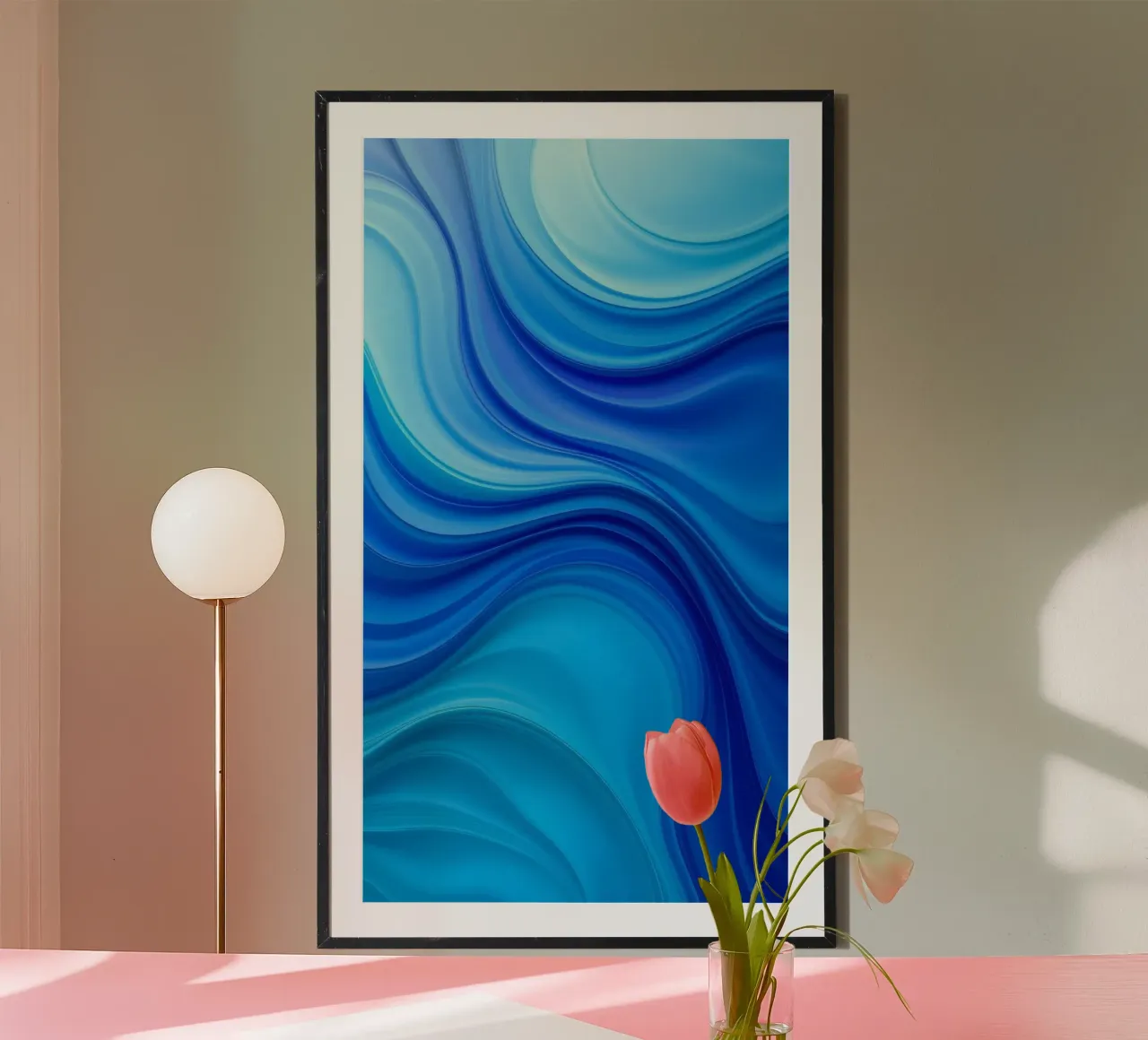 Abstract blue waves creating a calm art hahnemühle by DesignDoodle