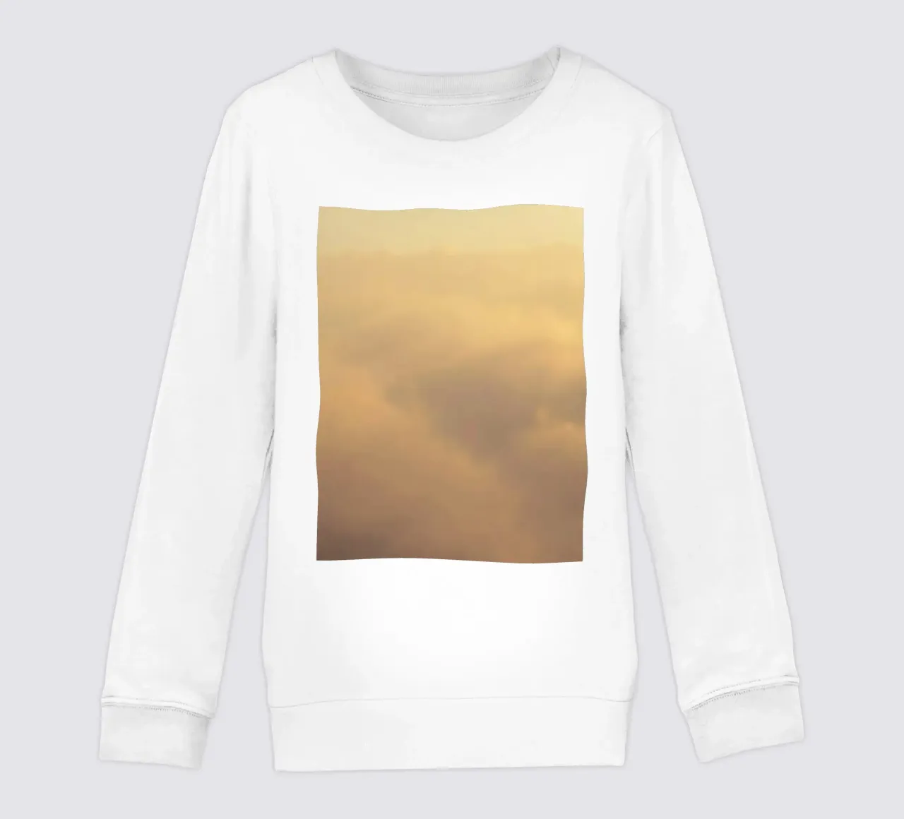 Soft clouds drifting in a golden sky kids sweatshirt by DesignDoodle