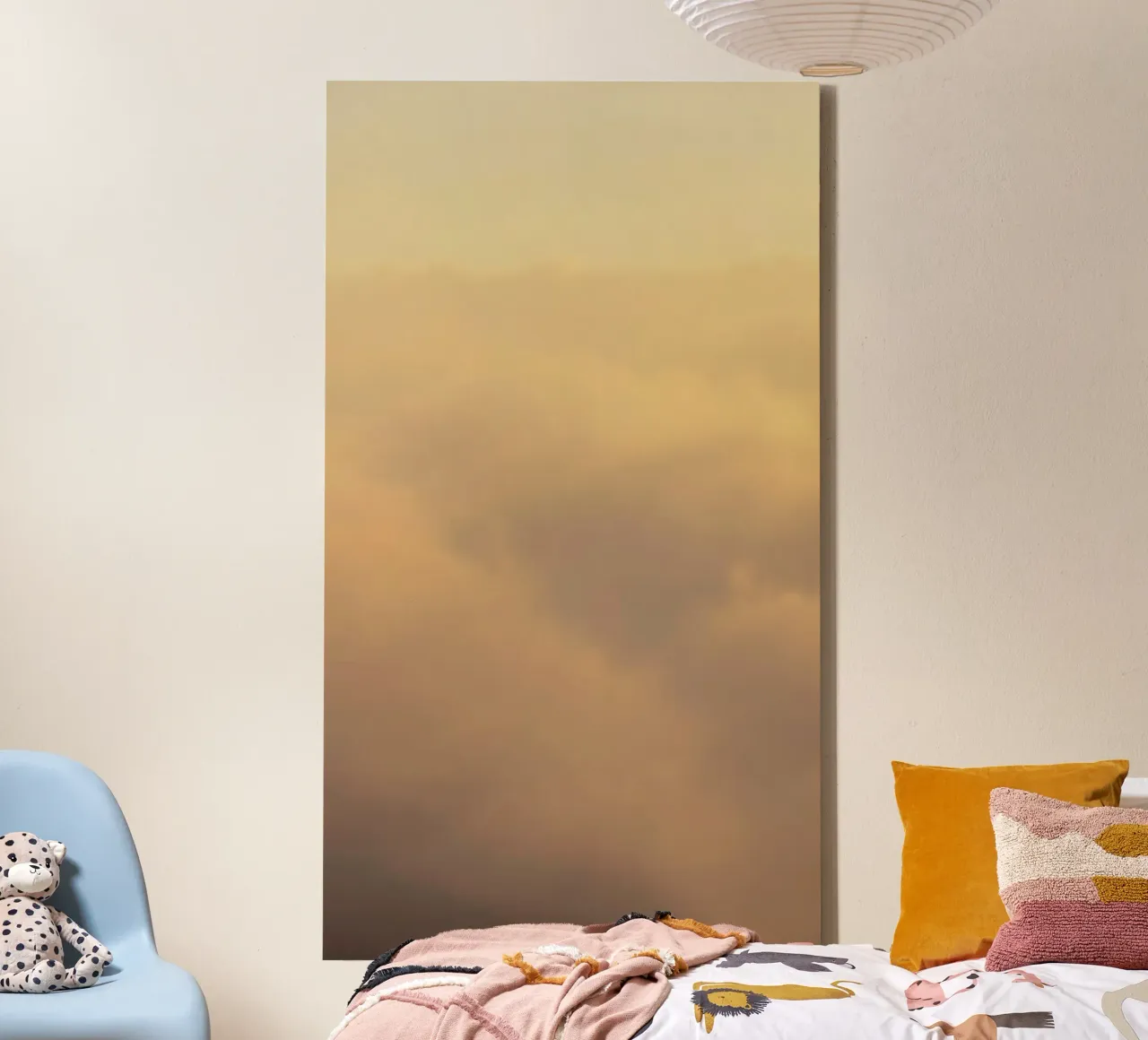 Soft clouds drifting in a golden sky canvas by DesignDoodle