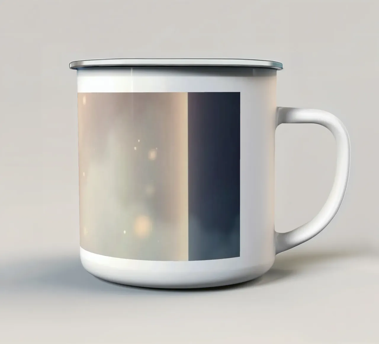 carta da parati con colori tenui e bordi luminosi tazza in smalto da DesignDoodle