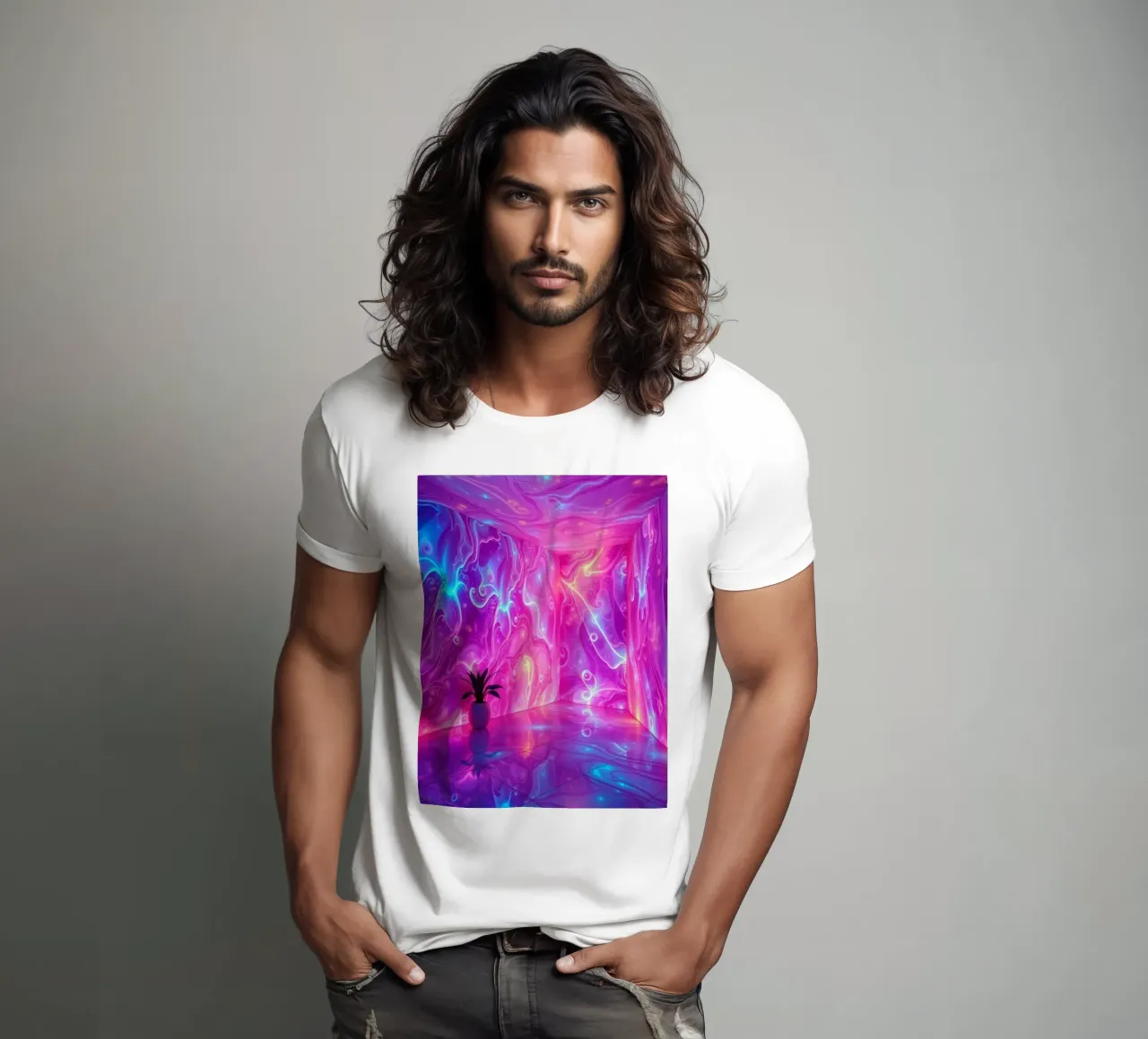 Vivid abstract colorful swirls and reflections modern art t-shirt van DesignDoodle