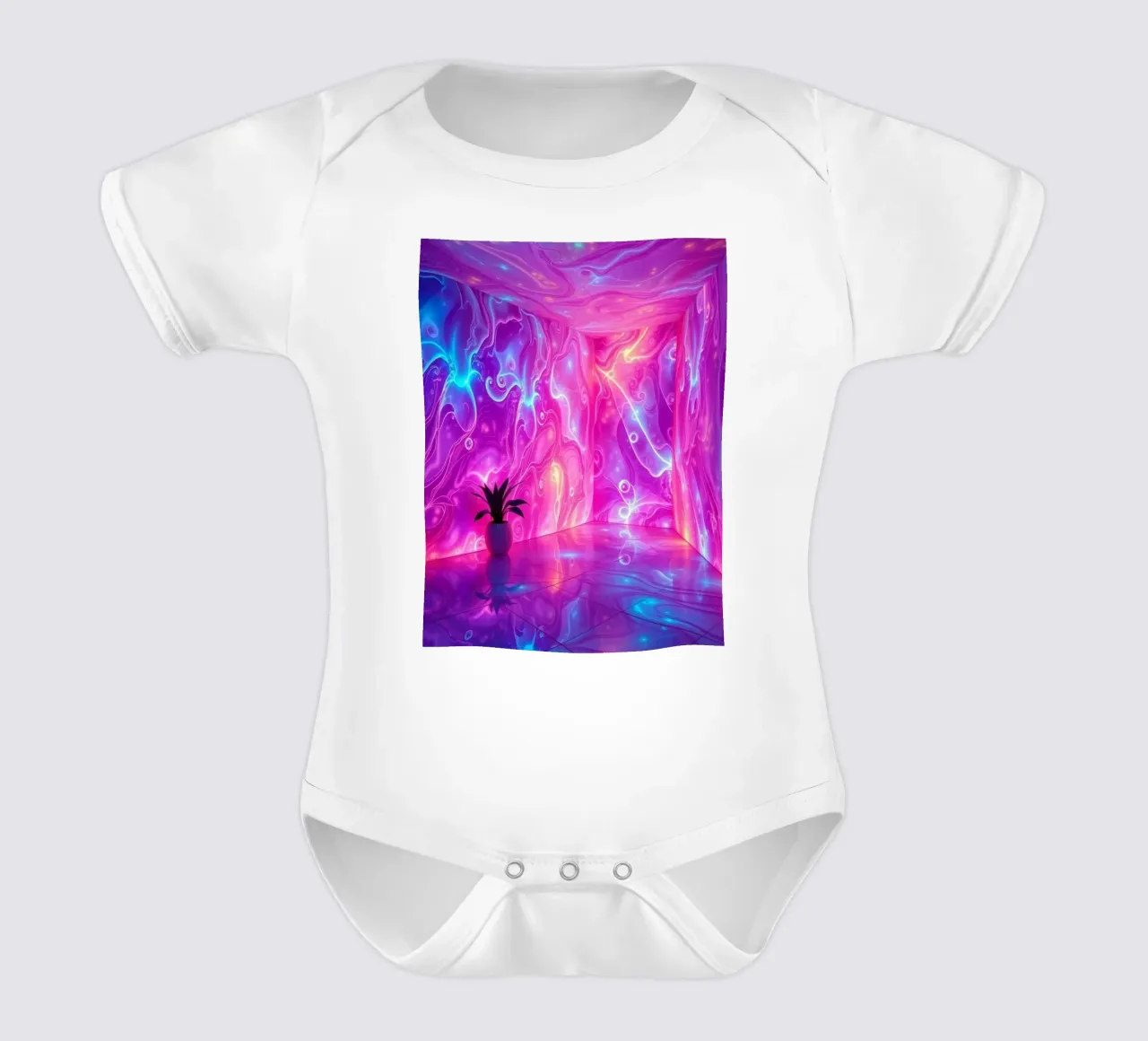 Vivid abstract colorful swirls and reflections modern art body neonato maniche corte da DesignDoodle