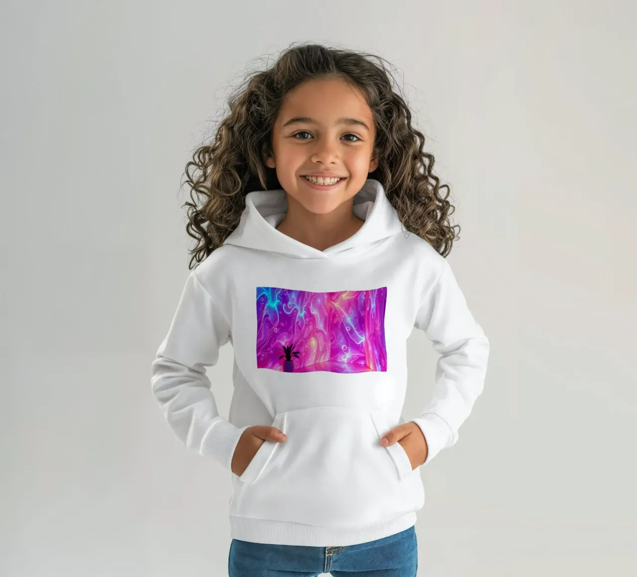 Vivid abstract colorful swirls and reflections modern art felpa bambino con cappuccio da DesignDoodle