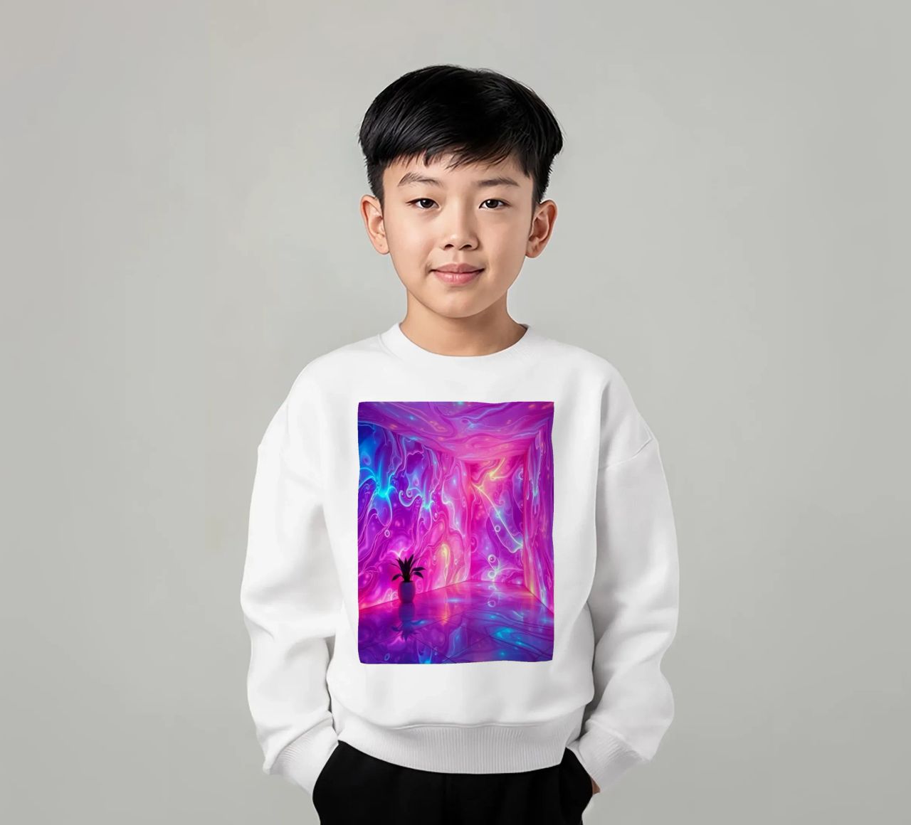 Vivid abstract colorful swirls and reflections modern art sudadera para niño de DesignDoodle