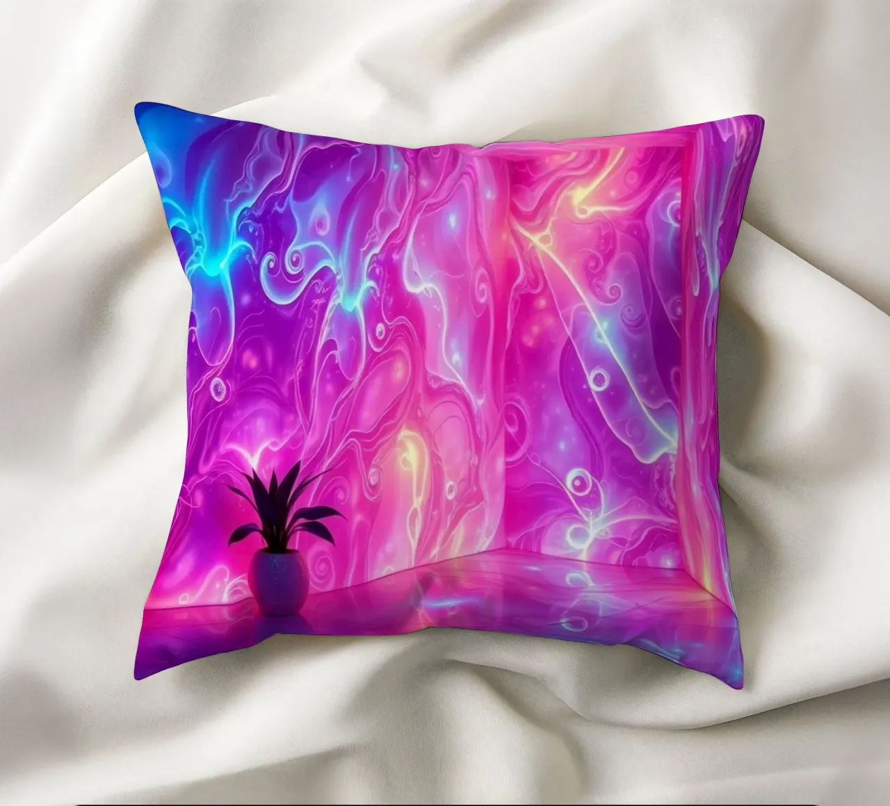 Vivid abstract colorful swirls and reflections modern art cuscino da DesignDoodle