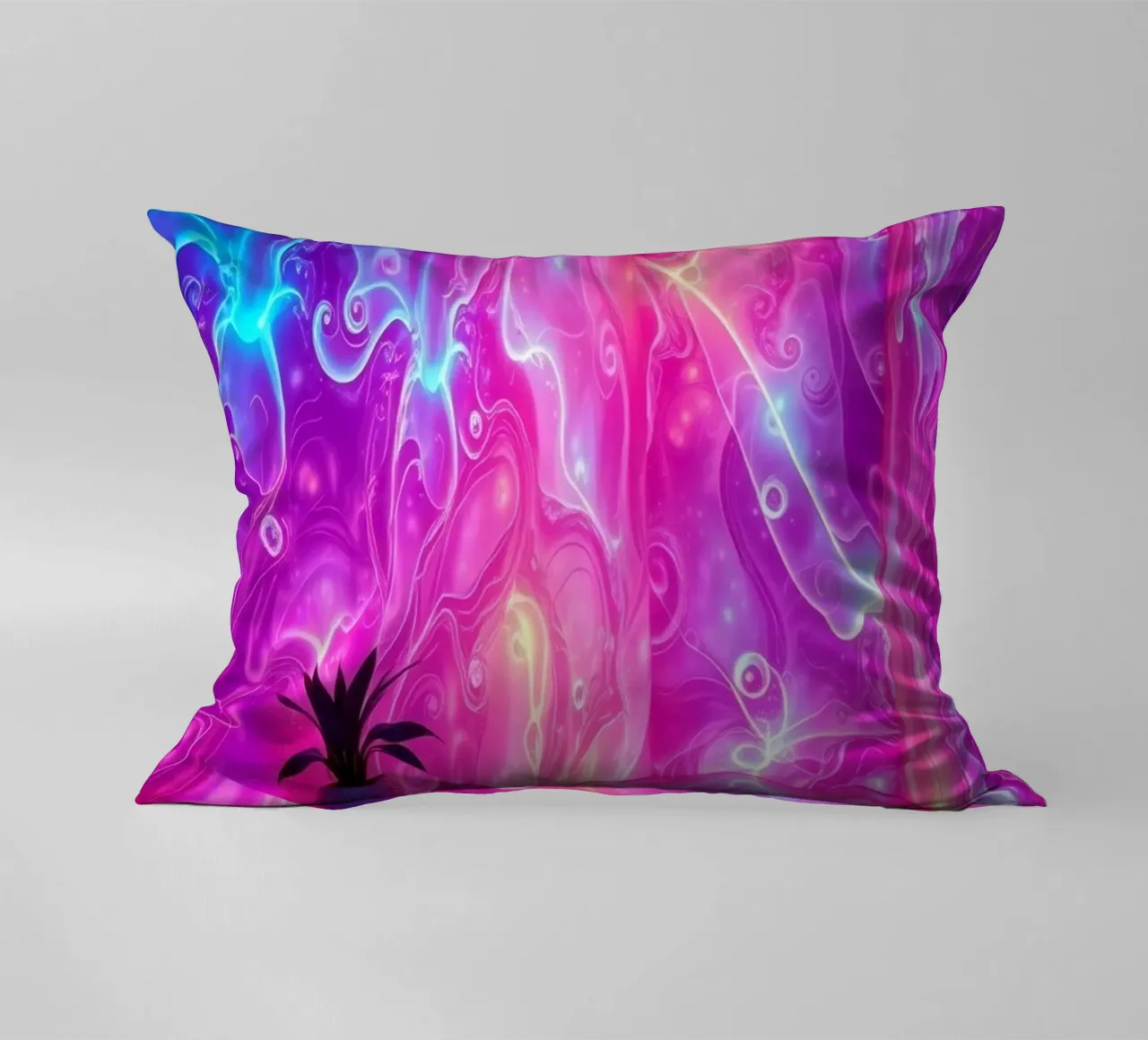 Vivid abstract colorful swirls and reflections modern art decorative cushion by DesignDoodle