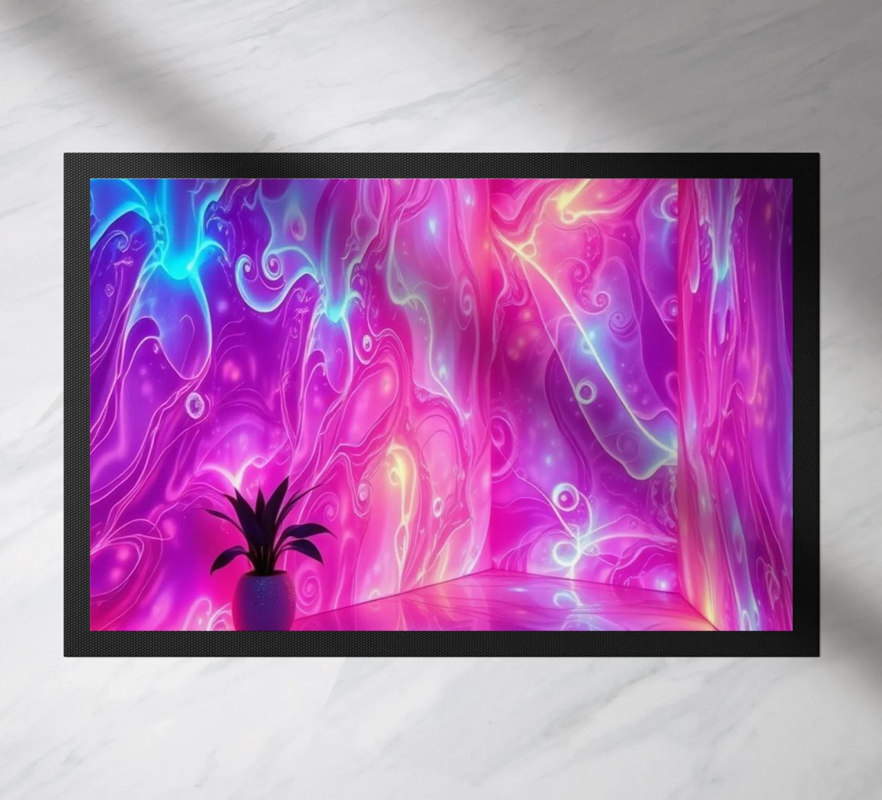 Vivid abstract colorful swirls and reflections modern art felpudo de DesignDoodle