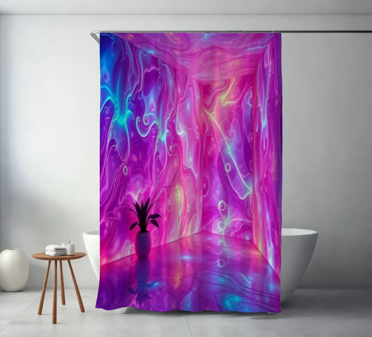 Vivid abstract colorful swirls and reflections modern art tenda da doccia da DesignDoodle