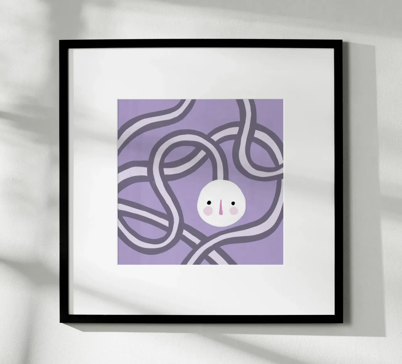 Volto viola poster con telaio in plastica da Johannes Lott Illustration