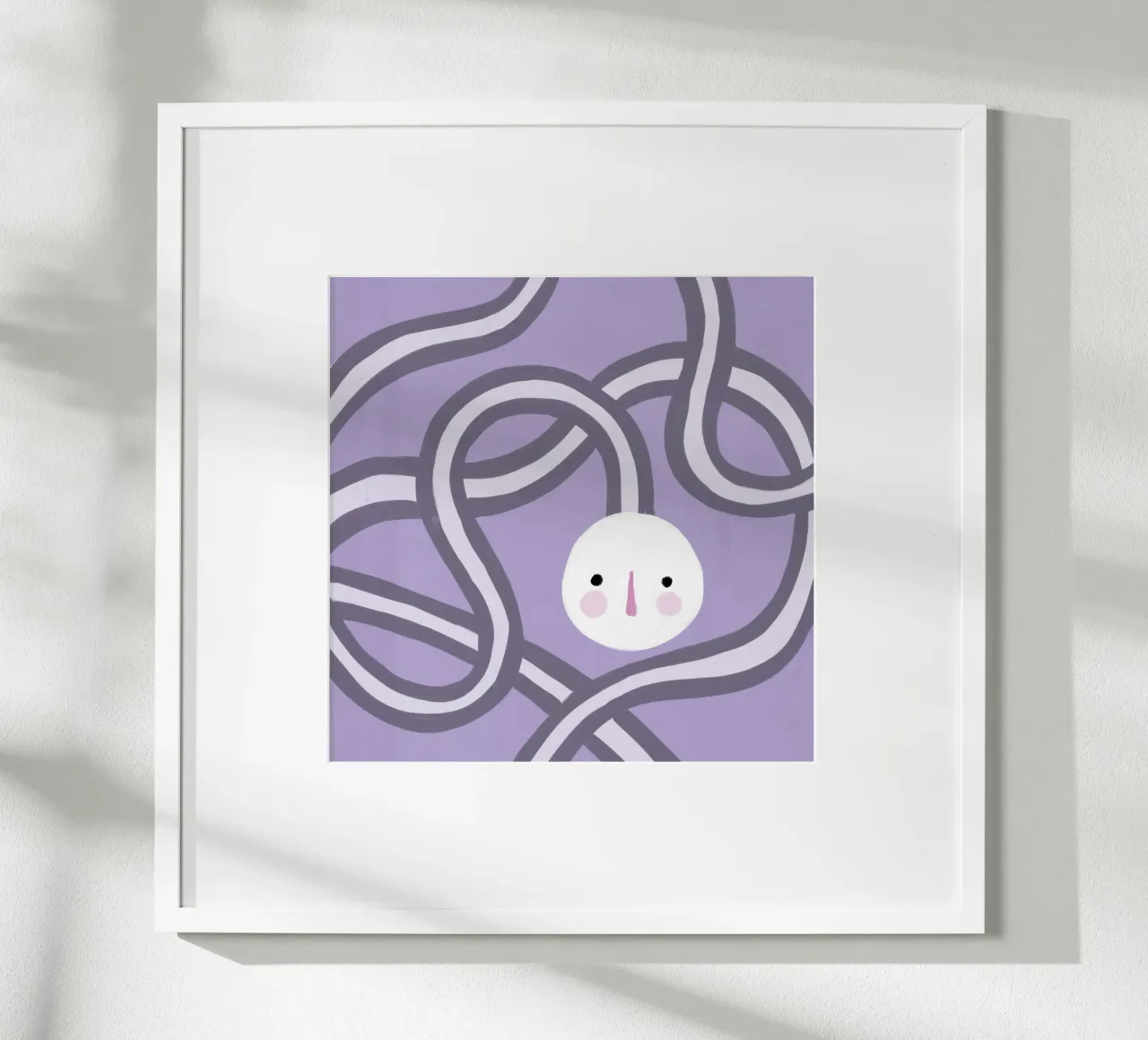Volto viola poster con telaio in plastica da Johannes Lott Illustration